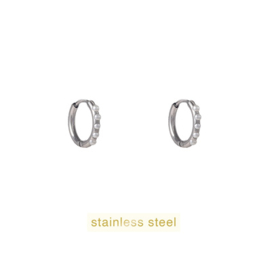 Go Dutch Label oorbellen Pearl Hoop - 14 mm zilver