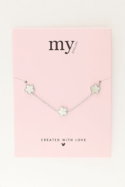 My Jewellery Minimalistische armband met drie parelmoer bloemen zilver