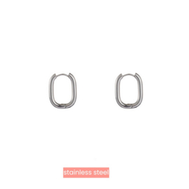 Go Dutch Label oorbellen oval hoop 3 x 22 mm zilver