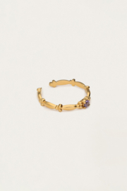 My jewellery Minimalistische vintage ring met lila strass verstelbaar