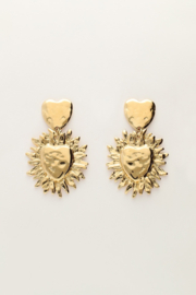 My Jewellery oorbellen iconic met dubbele zonnig hart goud