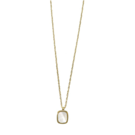 Camps & Camps ketting Chain Necklace With Square Stone white