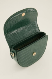 my jewellery tas | groene schoudertas half rond met croco print