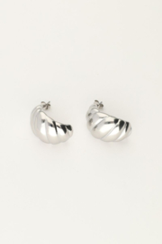 My Jewellery oorbellen | druppel met ribbels groot zilver