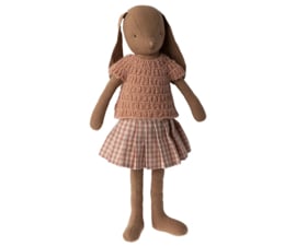 Maileg Bunny maat 3 | konijn chocolade bruin gebreid shirt en rok