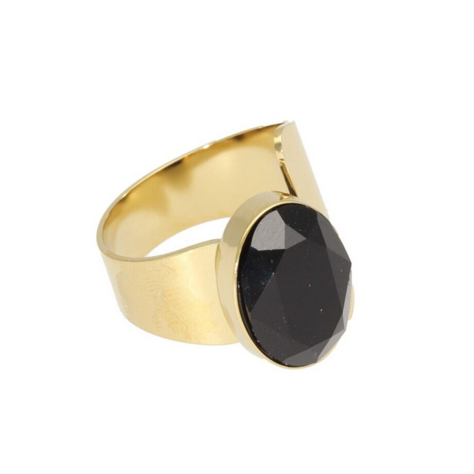 Camps & Camps ring Swarovski Jet Black Oval Ring