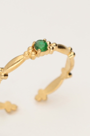 My jewellery Minimalistische vintage ring met groen strass verstelbaar