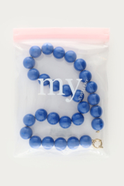 My jewellery blauwe ketting met grove kralen