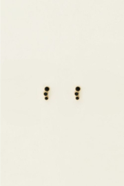 My Jewellery oorbellen Universe studs met zwarte ronde steentjes goud