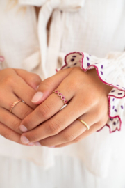 My jewellery verstelbare ring Vintage met roze & rode bloemetjes goud