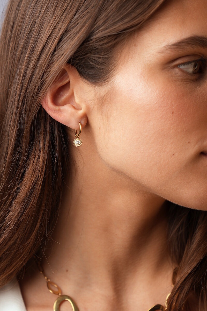 My jewellery Nomads minimalistische oorringen met zonnetje goud