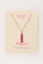 My Jewellery ketting | art ketting met roze amour bedel goud