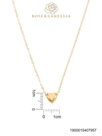 rose en camellia ketting goud hart