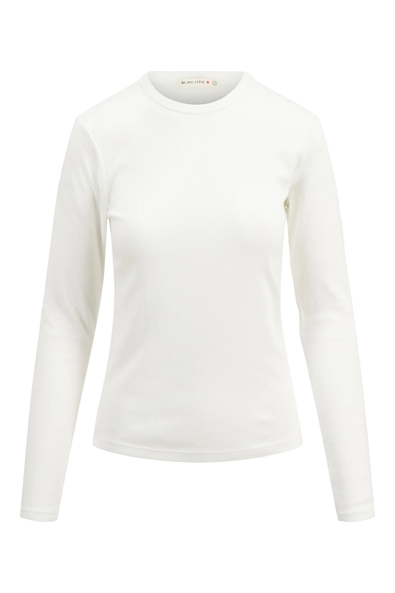 zusss basic rib ronde hals top met stretch off white
