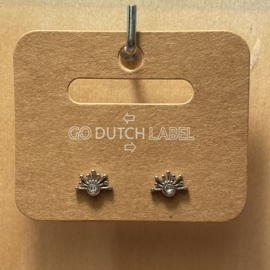 Go Dutch Label oorbellen | knopjes halve zon diamantje zilver.