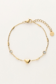 My jewellery armband hartje en tubes strass goud