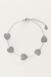 My jewellery minimalistische armband met hartjes zilver