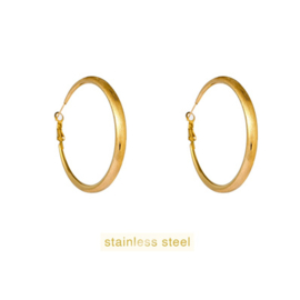 Go Dutch Label oorbellen Matt Fine Hollow Hoop goud