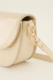 my jewellery tas | beige schoudertas half rond met croco print