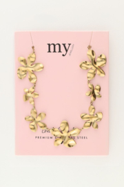 My jewellery statement ketting met platte bloemen goud