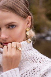 My Jewellery oorbellen | dubbele ronde statement oorbellen met hart goud