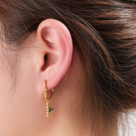 Go Dutch Label oorbellen Heart + stone Hoop + green goud