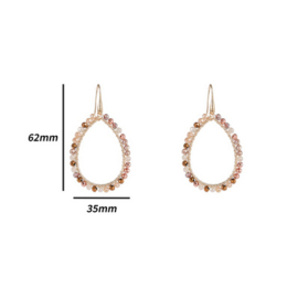 Go Dutch Label oorbellen Beads Open Drop - 14K + mocca mix