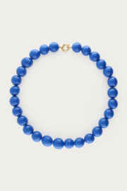 My jewellery blauwe ketting met grove kralen