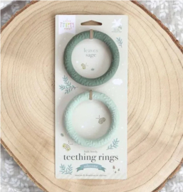 Little Lovely Company Siliconen bijtringen 2 pak | leaves sage