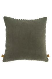 zusss Kussen Corduroy/Velvet Grafisch 45x45cm Offwhite/Groen