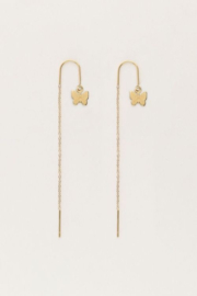 My jewellery Doortrek oorhangers met vlinder goud