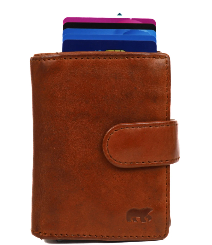 Bear Design portemonnee anti skim | cognac
