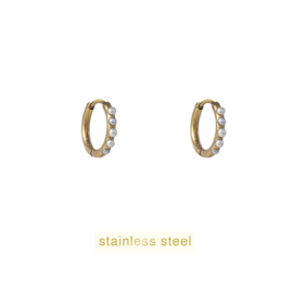 Go Dutch Label oorbellen Pearl Hoop - 14 mm goud