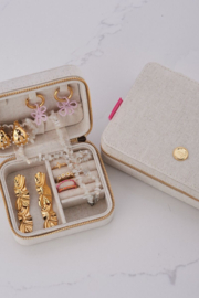My Jewellery beige linnen look sieraden etui medium