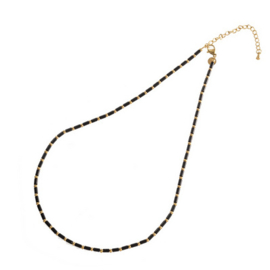 Go Dutch Label ketting | Long bead necklace 14k + black