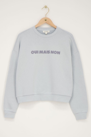 My Jewellery lichtblauwe sweater ''Oui mais non''