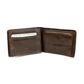 Bear design herenportemonnee Billfold 'Joep' brown