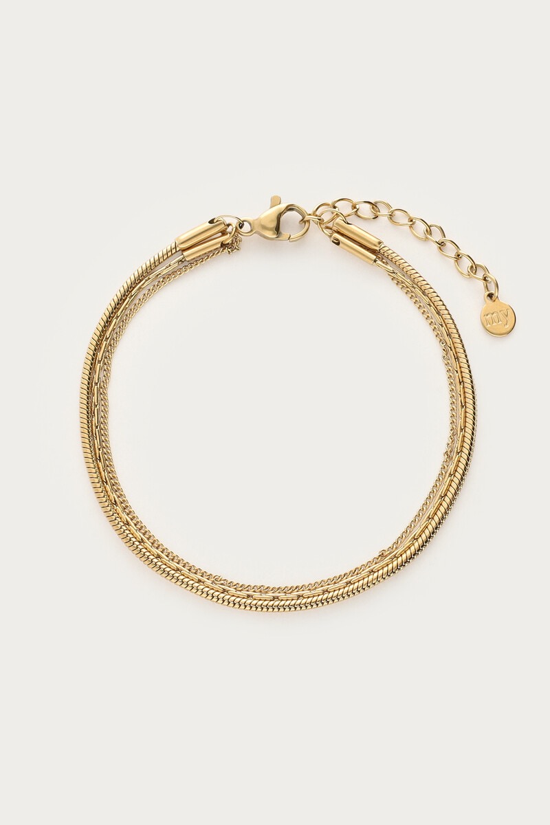 my jewellery Armband met minimalistiche schakels & driedubbel
