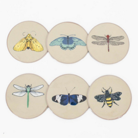 homebound set van 6 onderzetters insects metaal