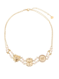 rose en camellia ketting choker vintage