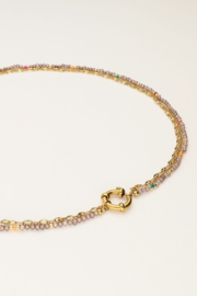 My jewellery Sunrocks driedubbele ketting met taupe kralen goud