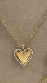 rose en camellia ketting met hart parels