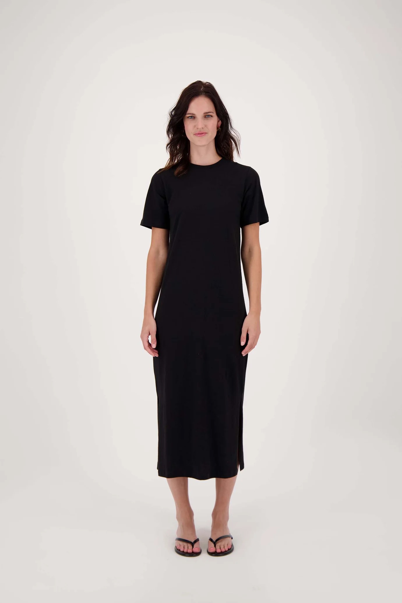 zusss lange T-shirt jurk met split zwart