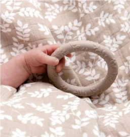 Little Lovely Company Siliconen bijtringen 2 pak | leaves taupe