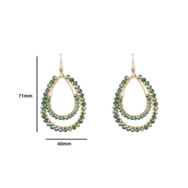 2 Line Beads Drop - 14K + green