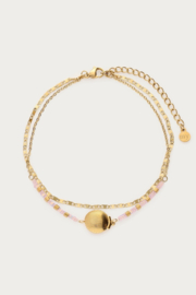 My Jewellery Dubbel enkelbandje met schelp goud