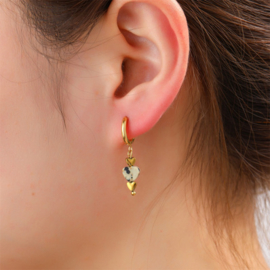 Go Dutch Label oorbellen Heart Stone Hoop goud