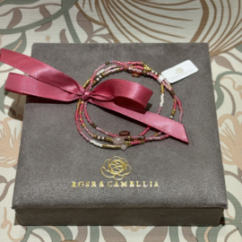 rose & camellia set van 3 armbandjes roze goud