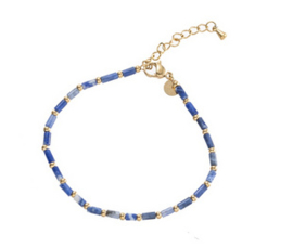 Go Dutch Label armband |lange kraal blauw goud