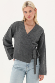 My jewellery grijze wrap cardigan